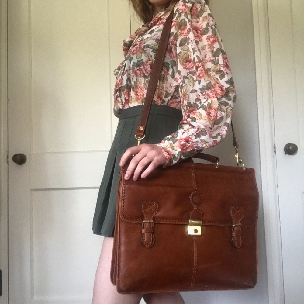 Vintage leather briefcase bag